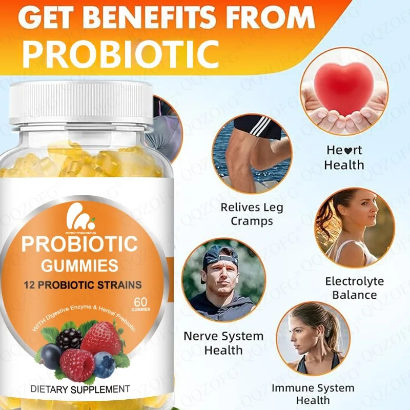 

Daily probiotic gummies contain 12 strains of probiotics, promoting natural digestion, healthy intestines, and immune support