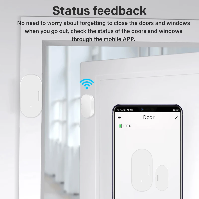 Tuya Zigbee 3.0 Sensore intelligente per porte e finestre Rilevatori Zigbee2MQTT Protezione di sicurezza Controllo APP Smart Life tramite Alexa Google Home