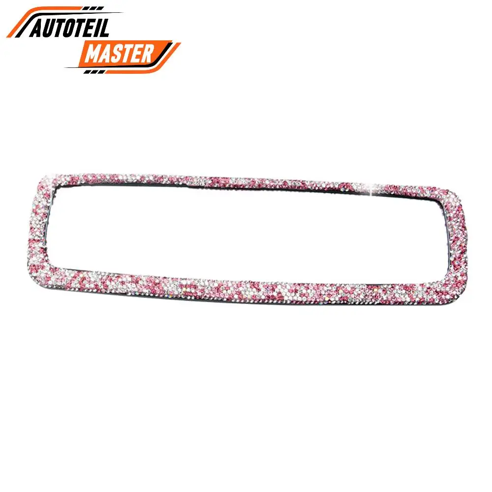 

Bling Rhinestone Car Rear View Mirror, Pink Crystal Diamond Interior Mirror for Women, Universal Wide Angle Rearview Mirror