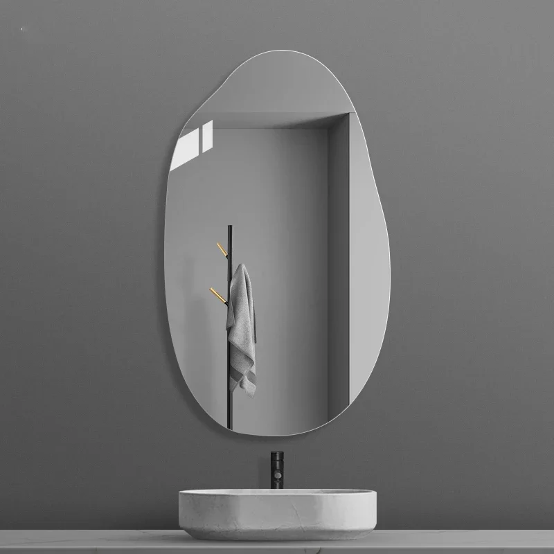 Odd Shape Small Bathroom Mirror Safety Wall Mounted Self-adhesive Bathroom Mirror Irregular Display Espelhos Com Luzes Furniture