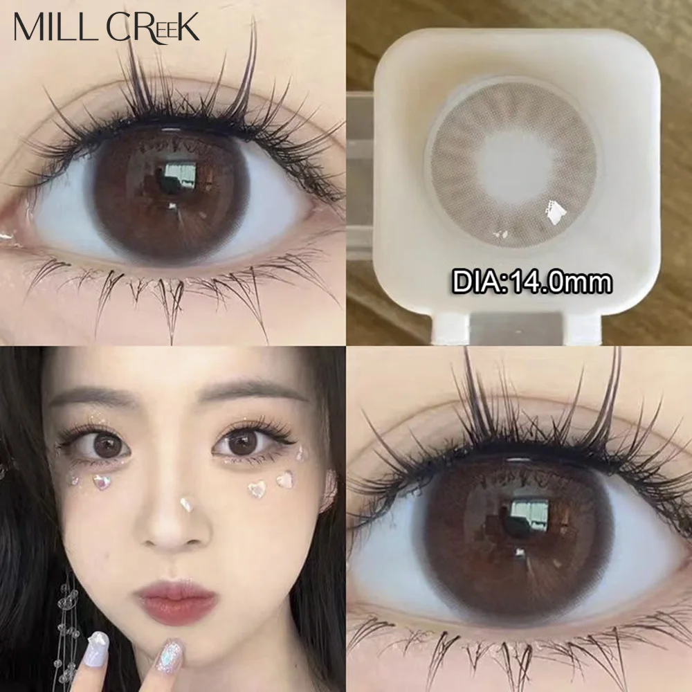 MILL CREEK 2Pcs Nature Color Contact Lenses with Myopia Diopter Eyes Contacts Lens Beauty Pupil Yearly Use Makeup Fast Shipping