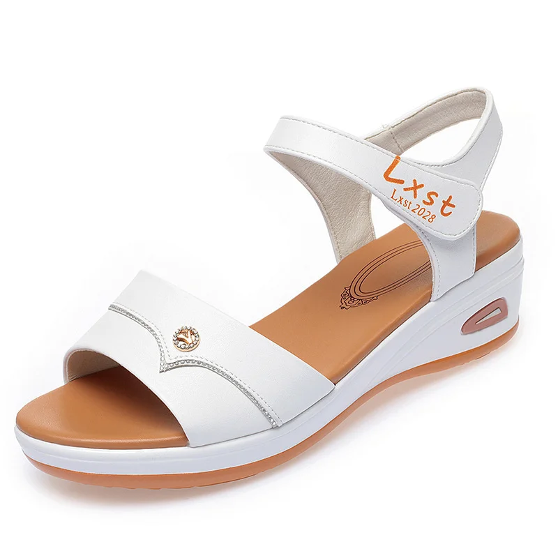 Comfort Women Breathable Wedges Summer Open Toe Sandals Platform Soft Leather Soft Sole Gladiator Elegant Casual Shoes