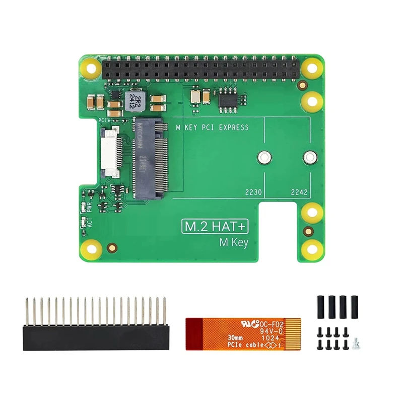 For L Raspberry Pi 5 M.2 HAT+ Gen2 Gen3 NVME M.2 SSD 2230/2242 Size Solid State Drive Support Active Cooler