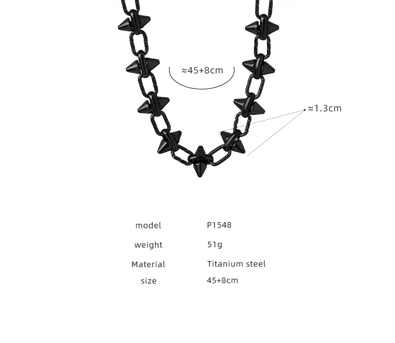Schwarz Silber Farbe Spike Halskette Für Frauen Männer Hip-hop Rock Punk Stil Edelstahl Hals Kette Halsketten Paar schmuck Geschenk – Detail 1