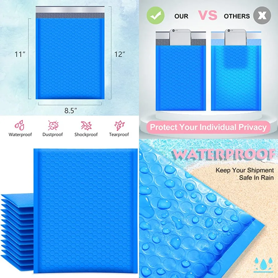 

Bubble Mailers 8.5x12 Inch 25 Pack Usable Size 8.5x11 Poly Padded Envelopes #2 Medium Mailing Opaque Packaging Postal Self Seal