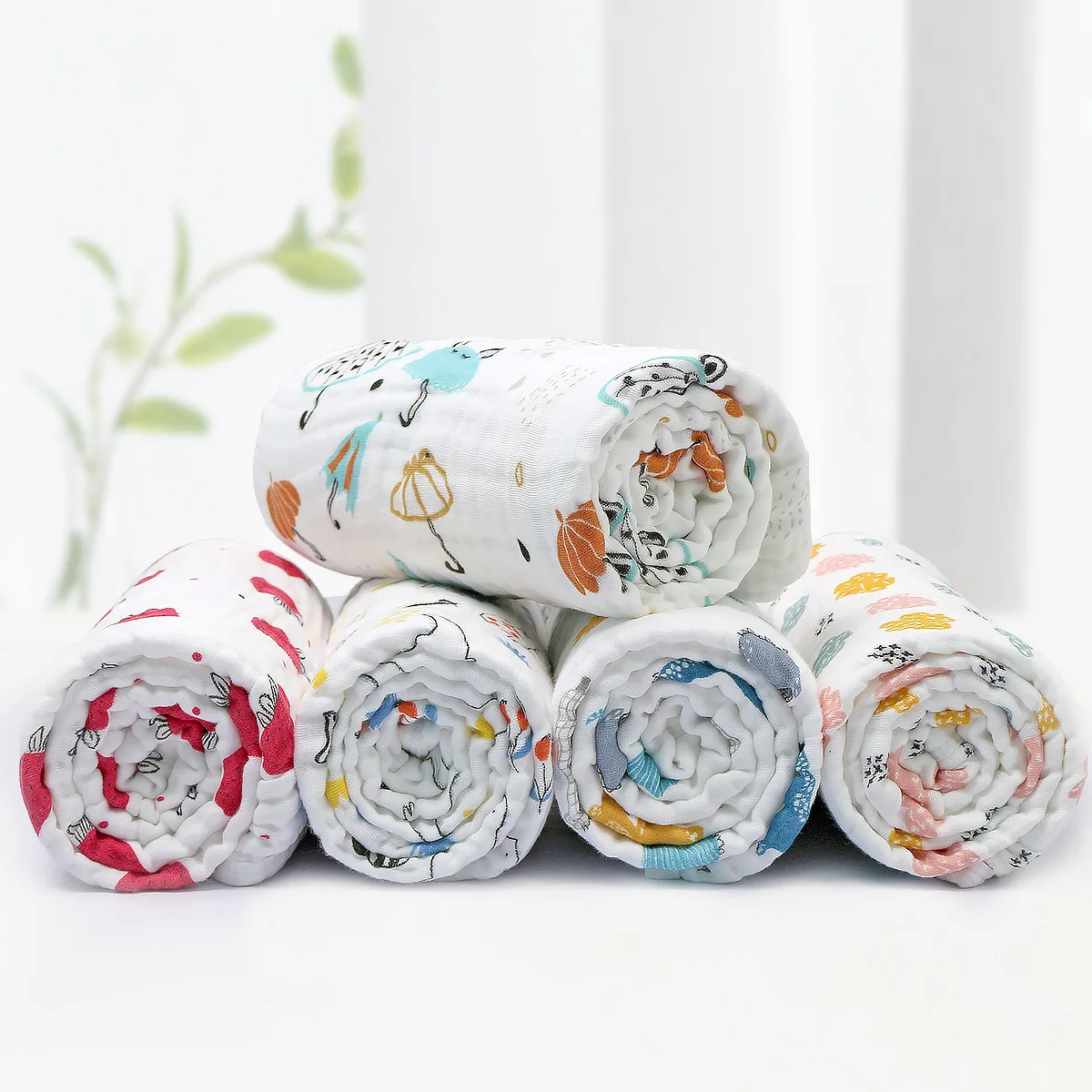 110*110CM Children Towel Quilt Baby Gauze Bath Six Layer Pure Cotton Blanket Cartoon Pattern  Comfortable And Soft Many Patterns