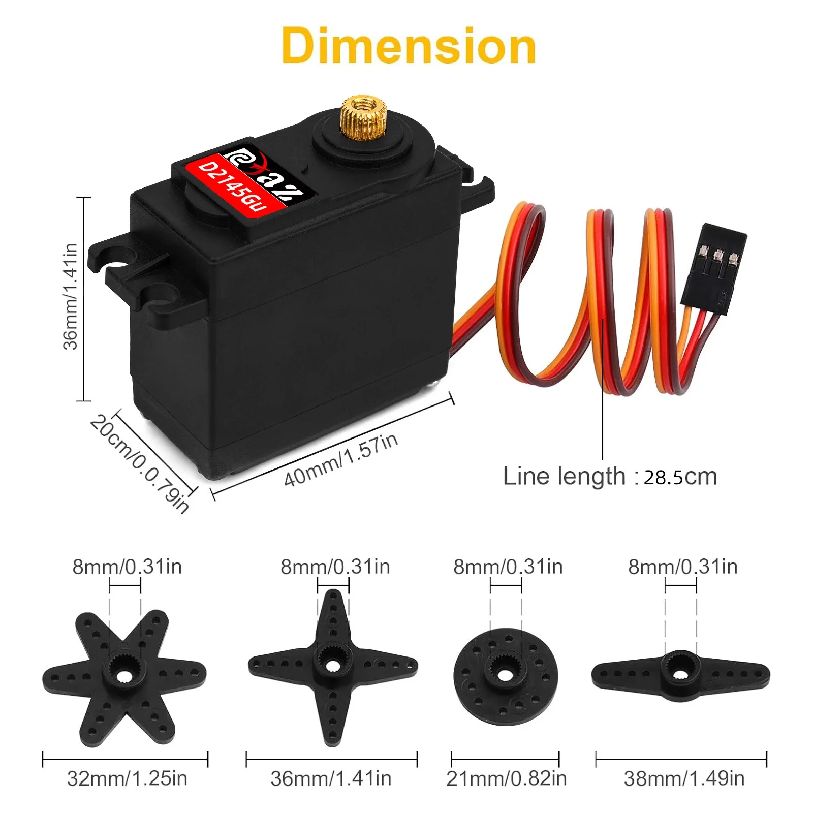 RCXAZ Digitaler Servo mit 180° Rotation ° Metallgetriebe-Servo 3,5KG 6,5KG 9,5KG 14,5KG Hochgeschwindigkeits-Servo für RC-Auto Roboter Boot RC-Helikopter – Detail 15