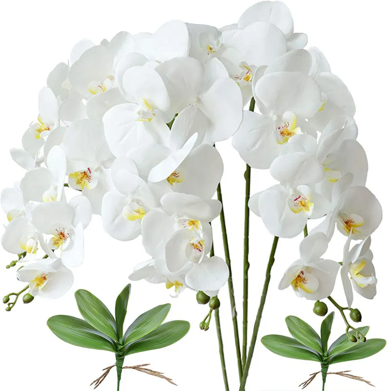 

32" Artificial Phalaenopsis Flowers 9 Heads Artificial Orchid Flowers Stem Plants for Home Decor (4Pcs)