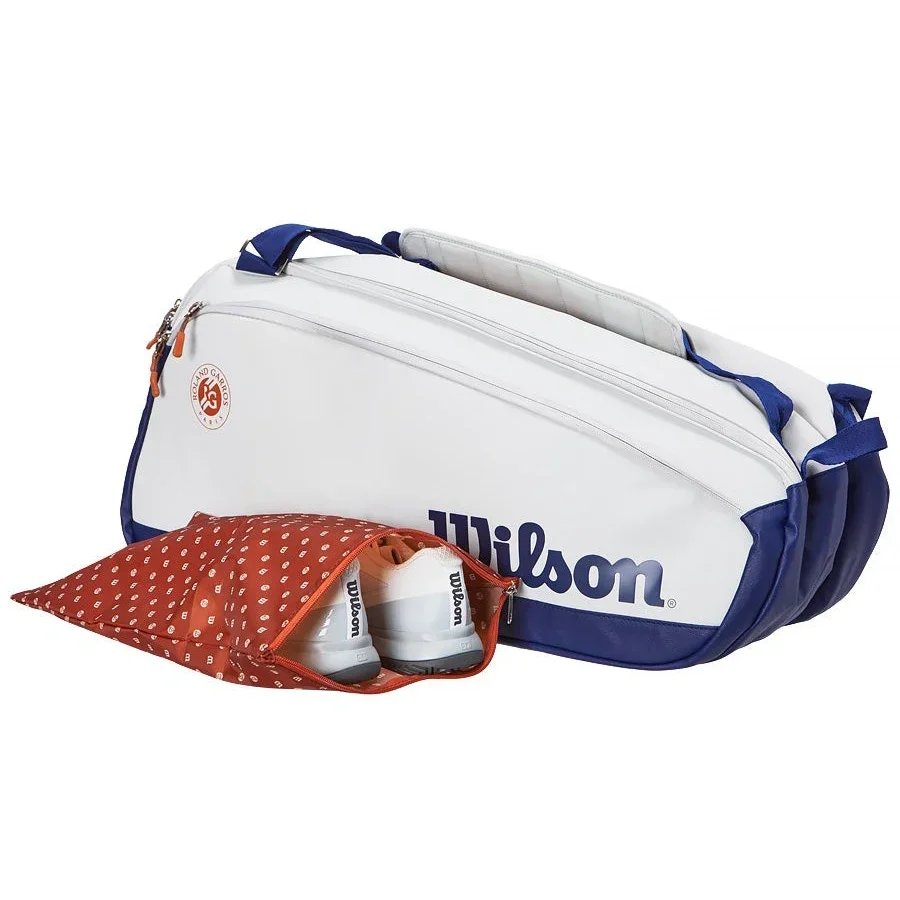 Wilson Roland Garros Tour Premium Team 9 pcs Large Tennis Racket Bag Heat Insulation Tennis Racquet Bag with 3 Compartments