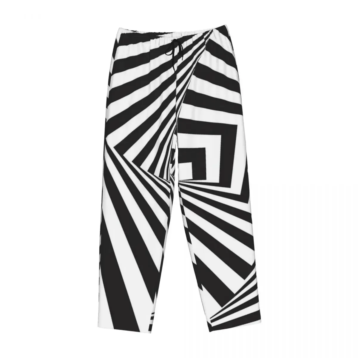 Custom Black And White Optical Illusion Women Pajama Pants Lounge Sleep Sleepwear Bottoms with Pockets