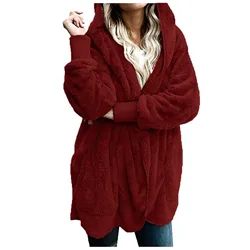 Women Winter Warm Coat Jacket Outwear Ladies Cardigan Coat Double Sided Velvet Hooded Coat Autumn And Winter New Fashion