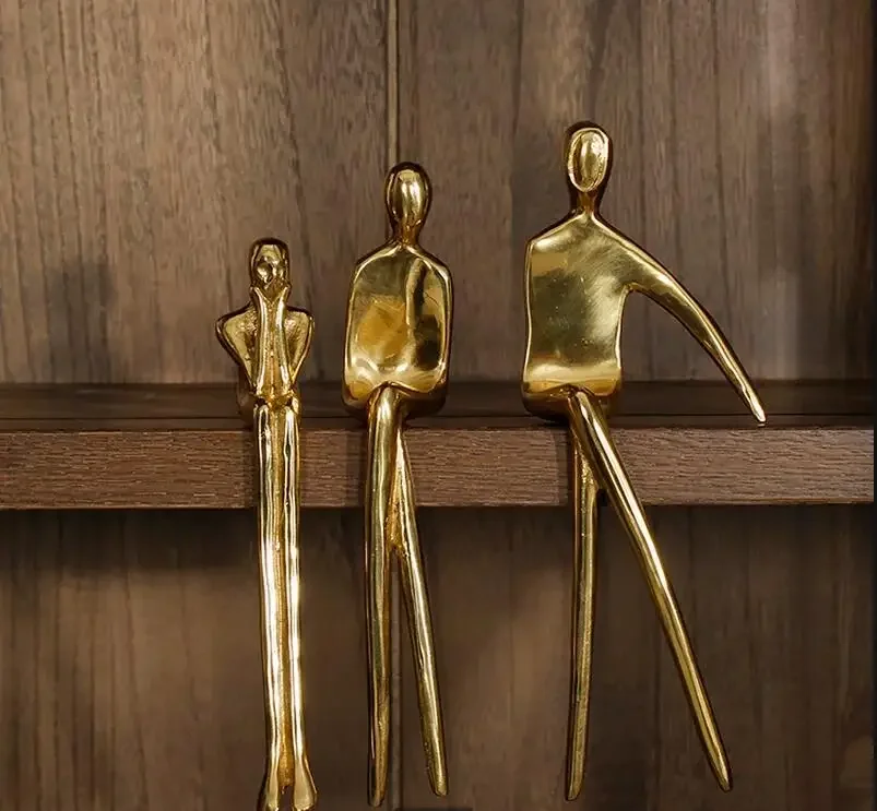 Messing Bösewicht Ornament 3-teiliges Set Statue Skulptur Statuette Metallfiguren Home Decor Zubehör Dekoration Handwerk Geschenk
