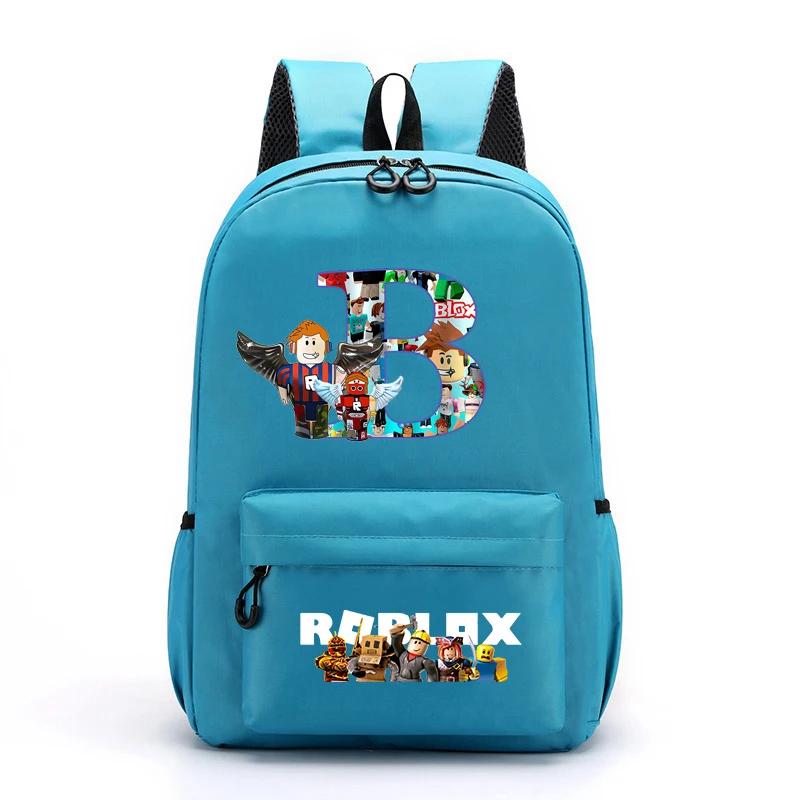 ROBLOX Girls Boys Backpack Knapsack Student School Bags Letter A-Z Cartoon Anime Leisure Travel Bag Kids Birthday Gifts