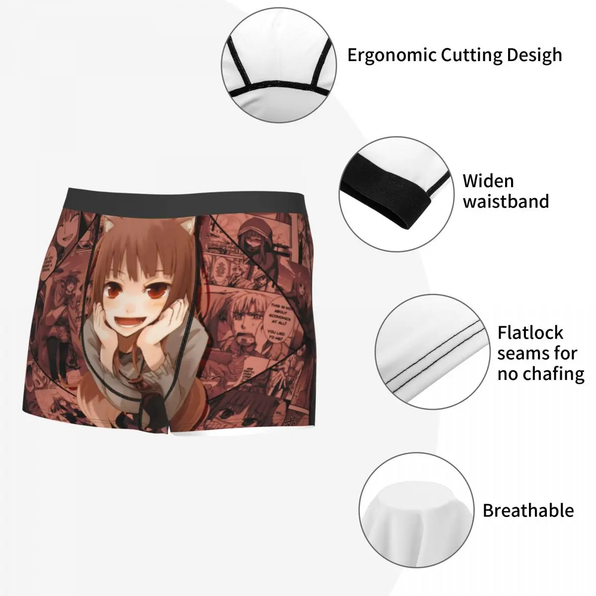 Spice And Wolf Holo Men Boxer Briefs Underwear Manga Cut Highly Breathable High Quality Gift Idea