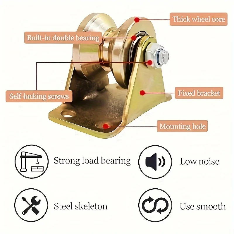 2Pcs V-Shaped Rail Pulley Grooved Roller For Sliding Door 32mm V-Shaped Guide Wires Cable Track Pulley Traction Wheel Hardware