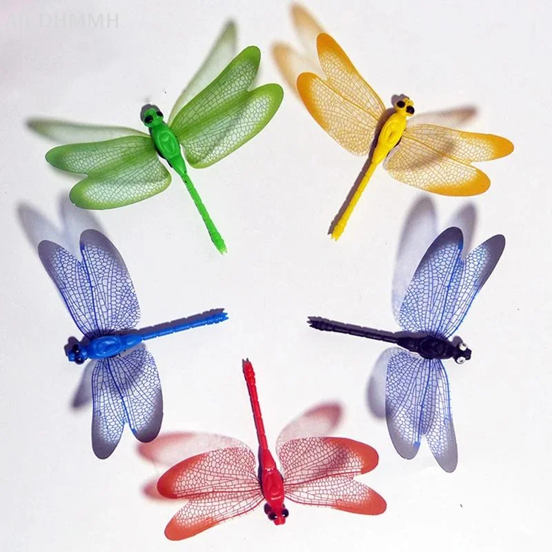 5/10pcs 3D Dragonfly Outdoor Decor Waterproof Vibrant Color Yard Ornament for Flower Arrangement Planter Patio Garden