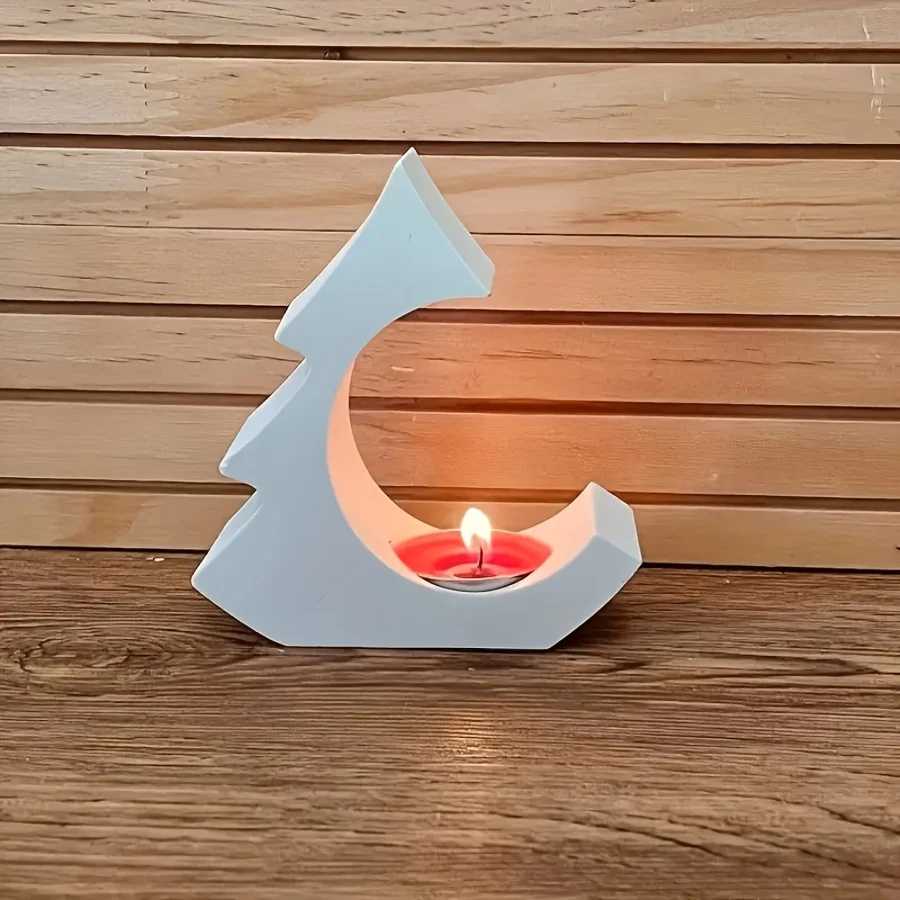 

Reusable Non-Toxic Silicone Mold - Hollow Christmas Tree Candle Holder with Sturdy Base & Layered Design for DIY Crafts