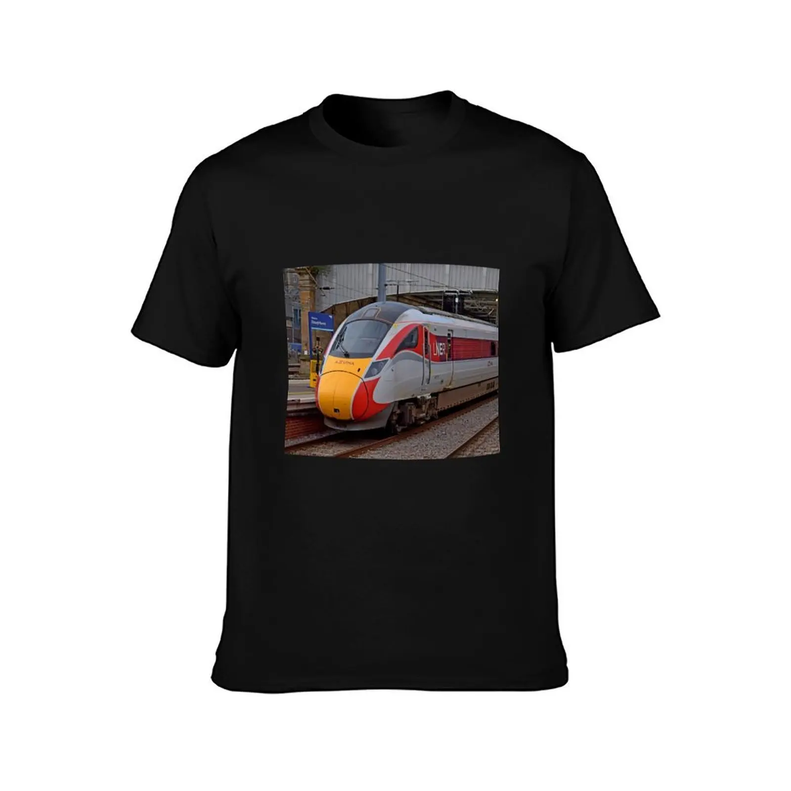 LNER Azuma 801 high speed train at Edinburgh Waverley Station T-Shirt, Summer Casual Cotton Tee, Oversized Streetwear Tops