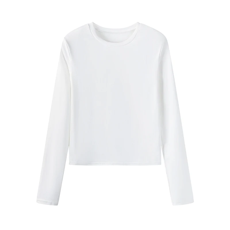 Europäisches und Amerikanisches Damen-Freizeitshirt mit Langen Ärmeln für Frühling und Herbst, Einfarbiges Slim-Fit Pullover-T-Shirt für Damen – Detail 11
