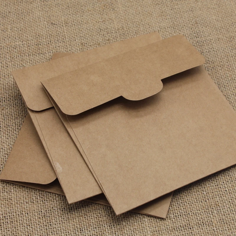 20pcs Vintage Kraft Paper Envelope Square Mini Blank CD Storage Envelope Bag Small Card Packaging