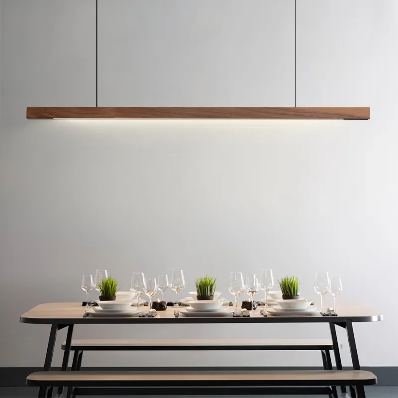 

Nordic Modern Wooden Black Walnut Pine LED Pendant Light Dining Table Living Room Kitchen Island Office Home Decor Hanghing Lamp