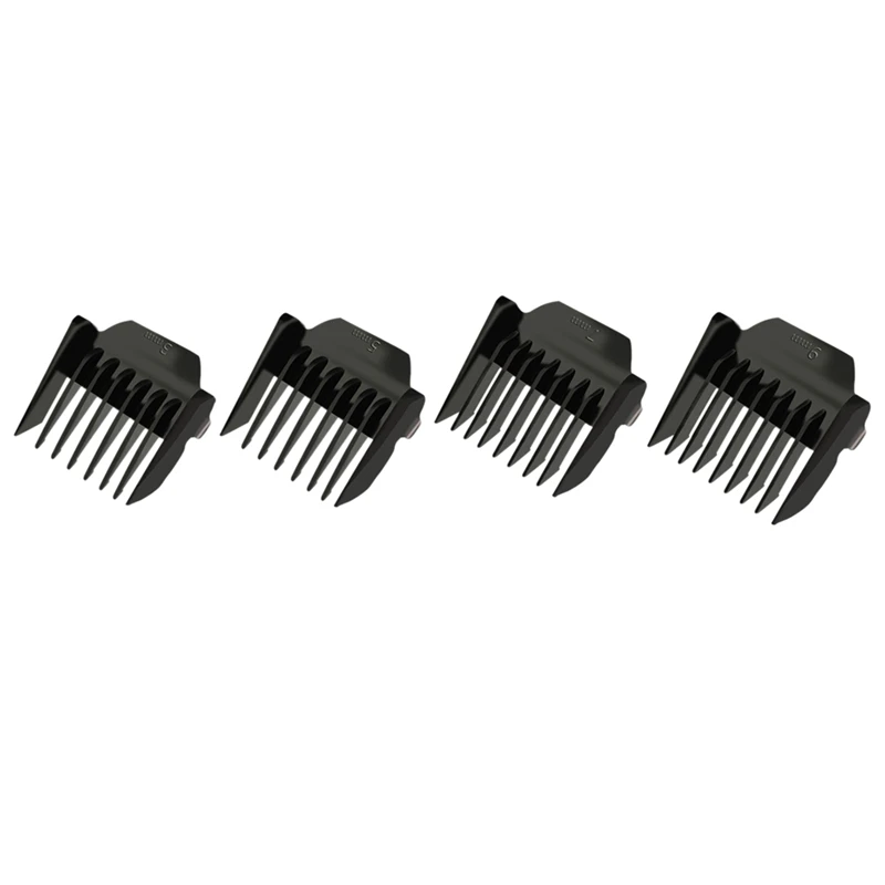 4 buah sisir batas pengganti sisir pemangkas sisir batas kepala untuk pemotong rambut 3Mm 5Mm 7Mm 9Mm, HITAM