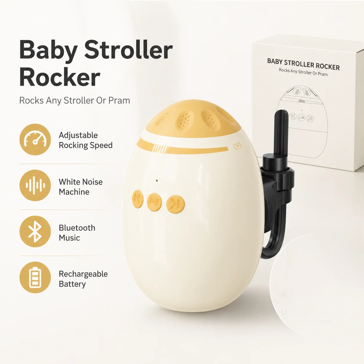 Rechargeable Baby Stroller Rocker With White Noise For Pram And Pushchair with Timer Hands Free Rocking