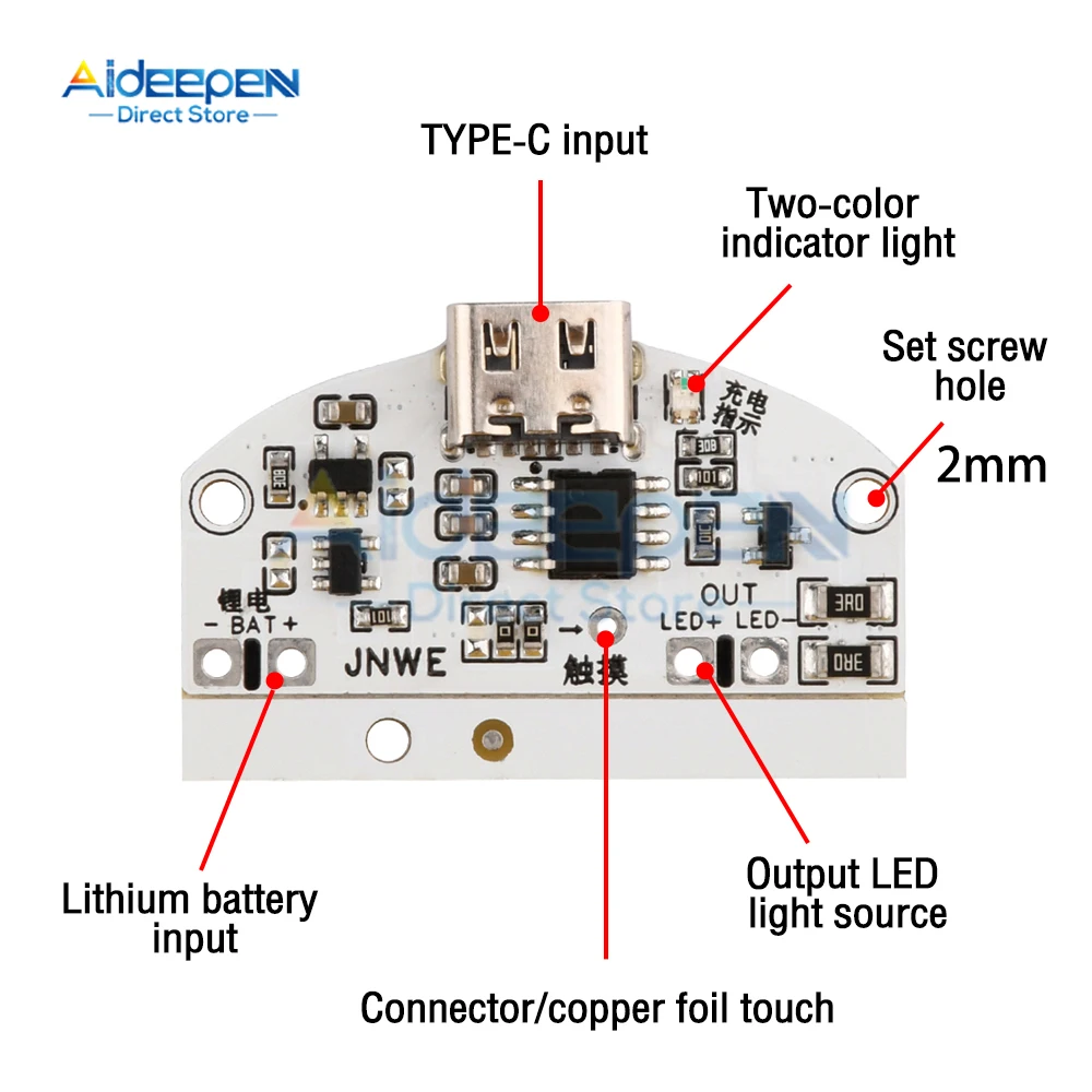 1pcs DC 5V Type-c Table Lamp Circuit Board Usb Charging Three Gear Stepless Dimming Led Touch Small Night Lamp Control Module