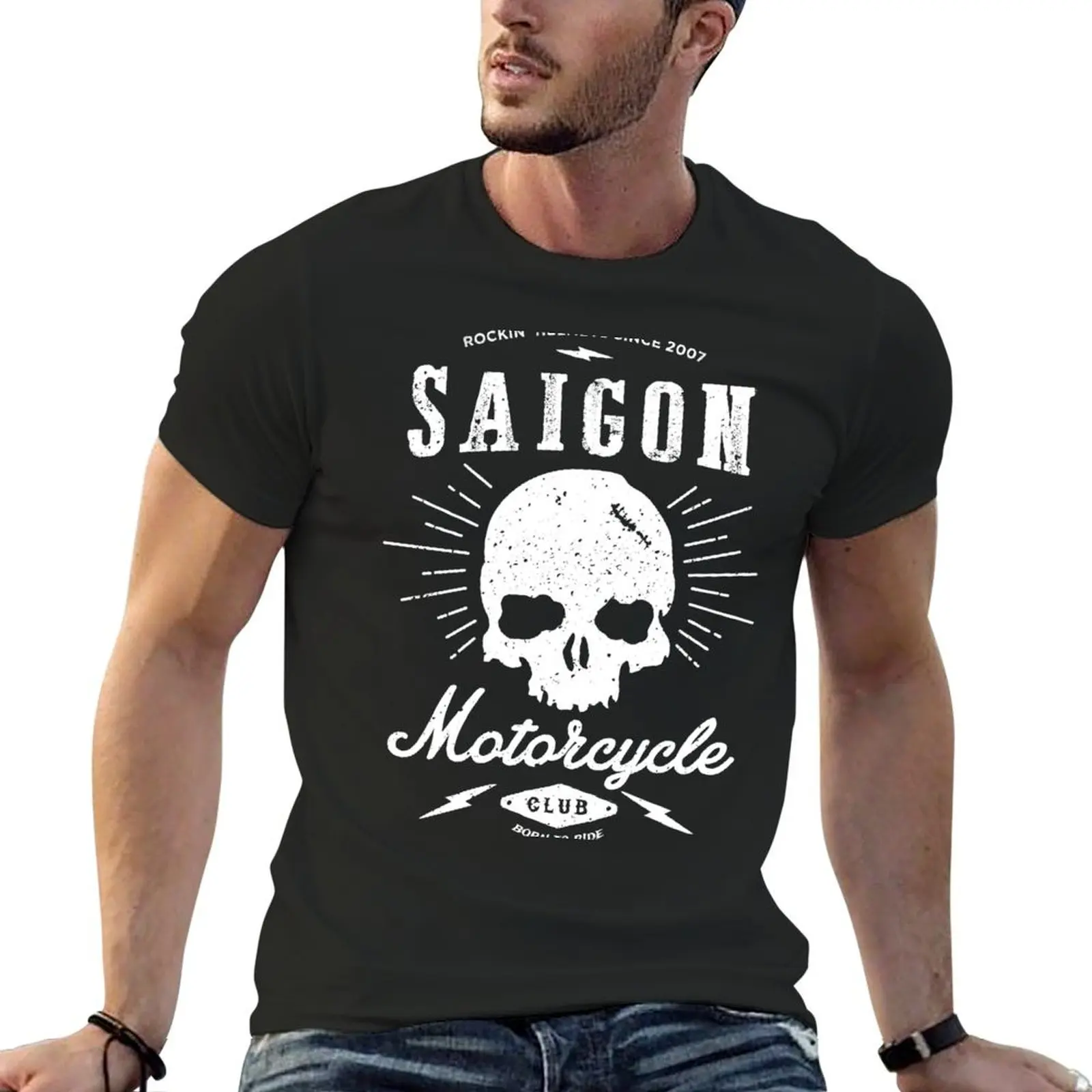 Saigon Motorcycle Club Black T-Shirt funnys cheap stuff vintage korean fashion plain black t shirts men