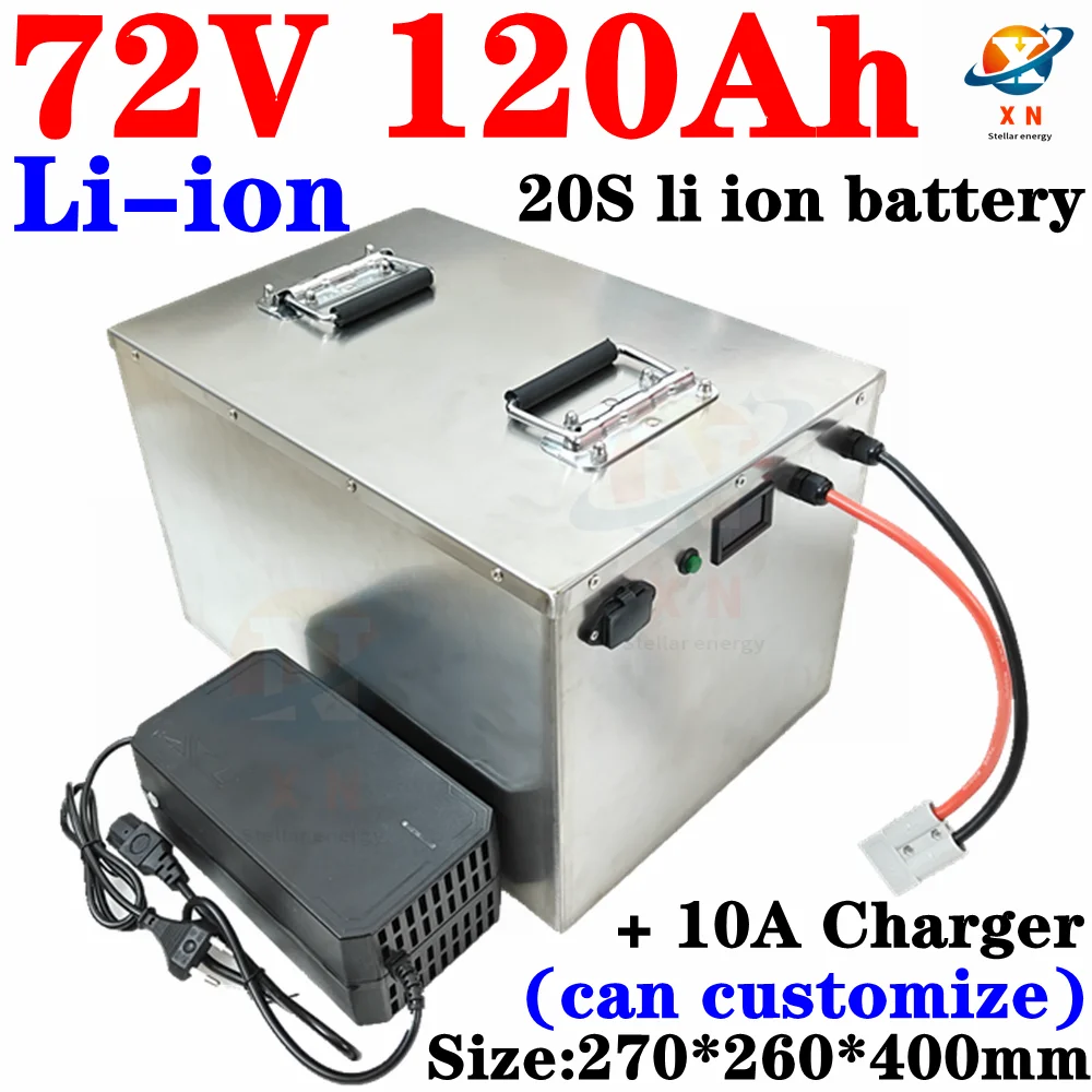 

waterproof li ion 72v 120Ah lithium ion battery 100A BMS for 7000w 6000W bike tricycle Forklift Motocycle AGV +10A charger