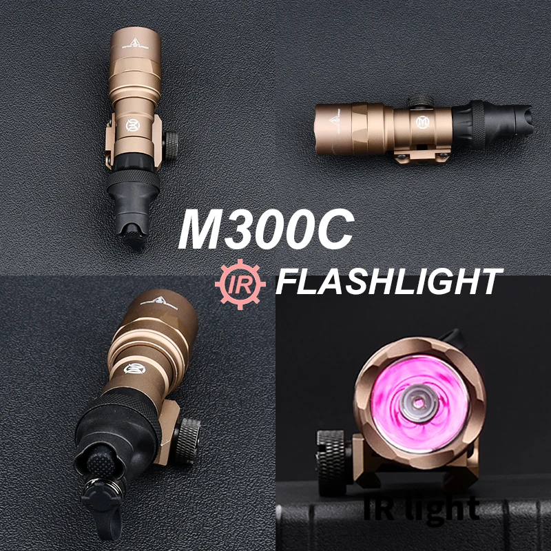 

WADSN Surefir M300C IR LED Flashlight Tactical Dual Function Tail M300 M600 Airsoft Rifle Mini night vision Weapon Scout Light