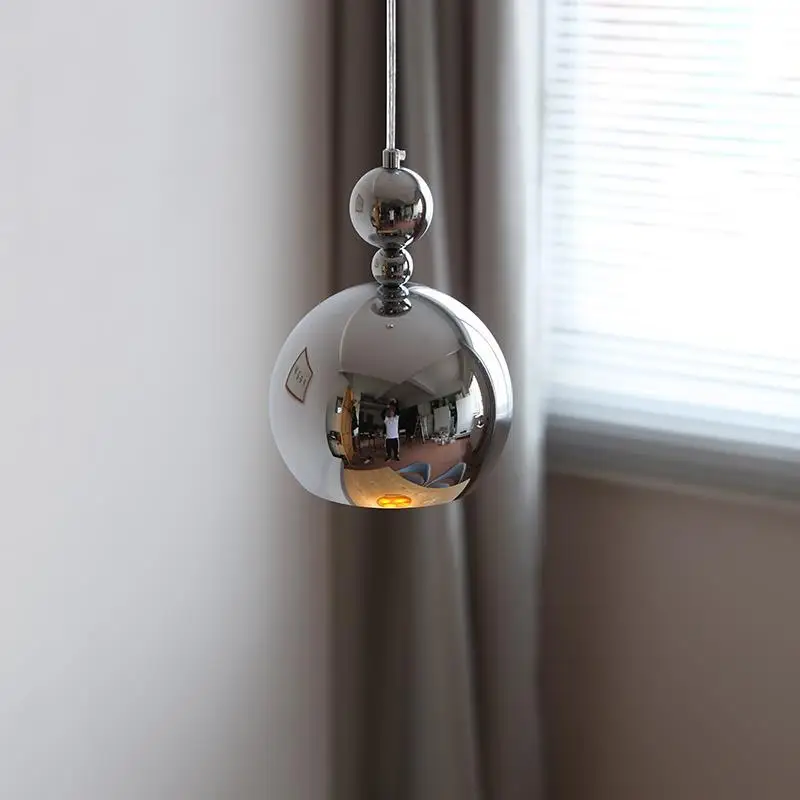 

Bauhaus Silver Pendent Lamp Bedroom Bedside Designer Model Houses Minimalist Restaurant Bar Counter Aisle Bay Window Chandelier
