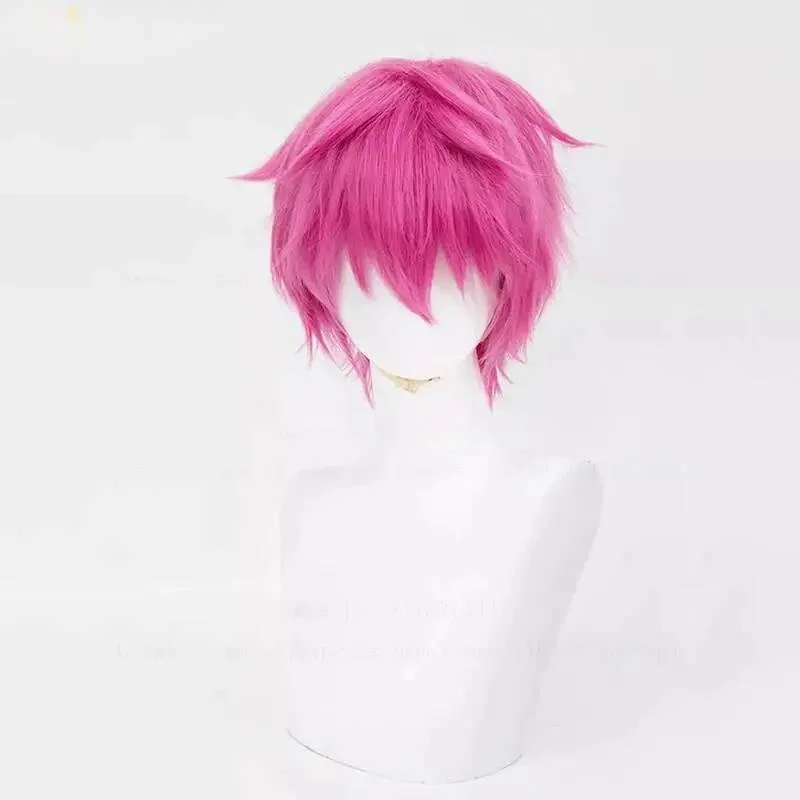 Saiki Kusuo Cosplay Wig Pink Hair Green Glasses Antenna Hair Clips Anime Role Play Props Headwear - view 2