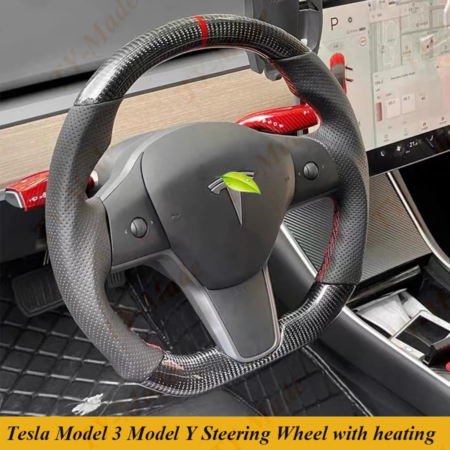 Tesla Model 3 Model Y 2017 2018 2019 2020 2021 2022 Racing Steering Wheel Customized Carbon fiber Steering Wheel With heating