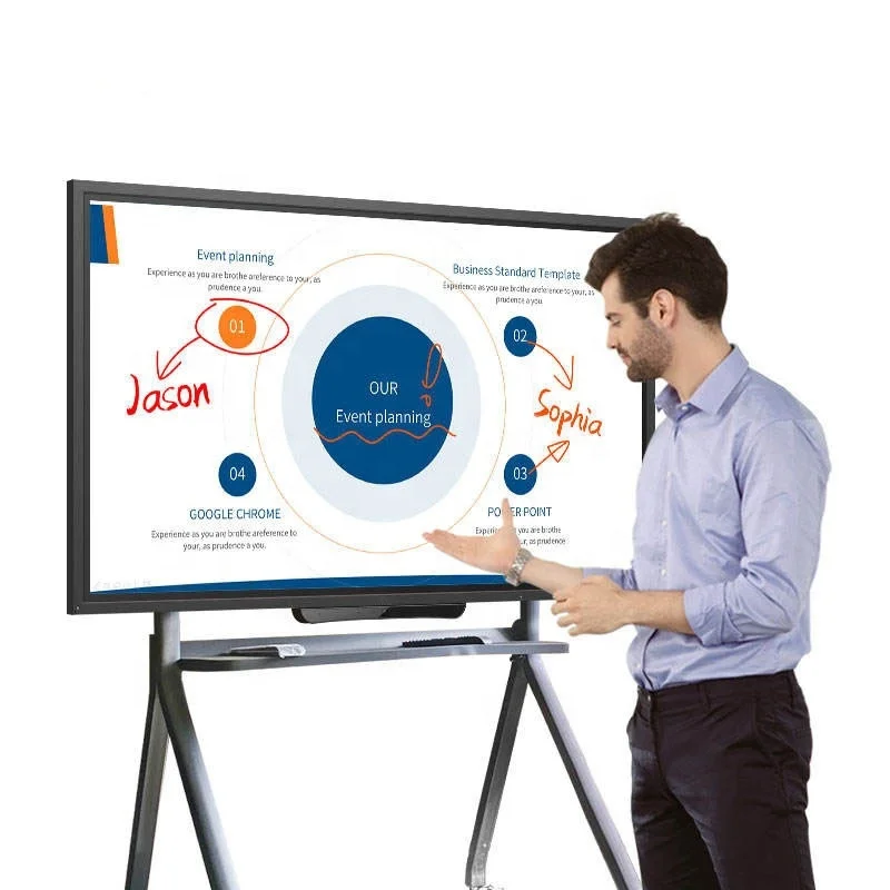 55 Inch Smart Board Interactive LCD Touch Electronic Whiteboard Android OS Full HD 1080p 20-Point Touch For Classroom Office