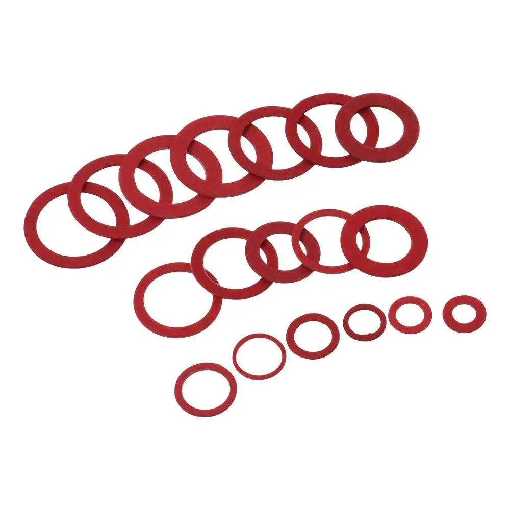 150Pcs with Plastic Box 14 Sizes Fiber Washer Assortment Kit Red Flat Washers Sealing Washers Set