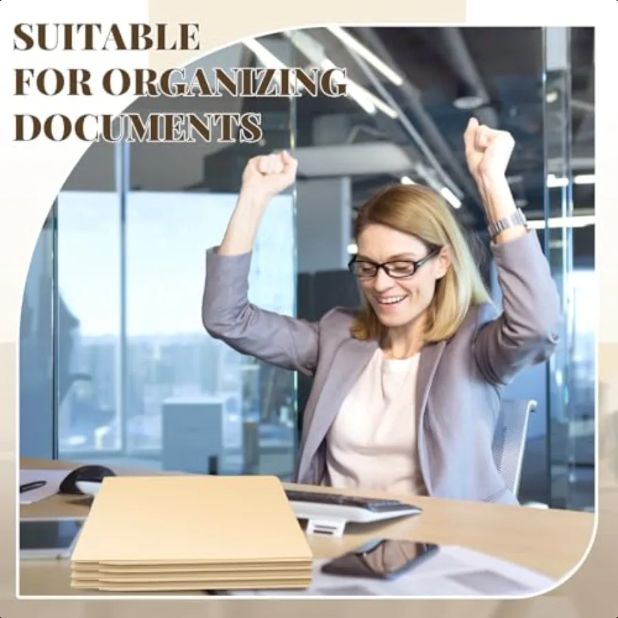 Confezione da 24 cartelle di classificazione per stampante con tasca Cartelle di file con linguetta terminale Manila di grandi dimensioni Cartella di file per dipendenti con punte per M