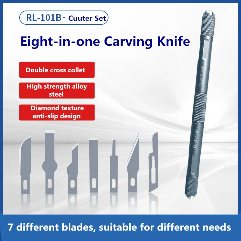 RELIFE RL-101B 8in1 Degumming Knife Set for Mobile Phone Motherboard IC Chip BGA PCB Glue Removal Repair Spade Scraper