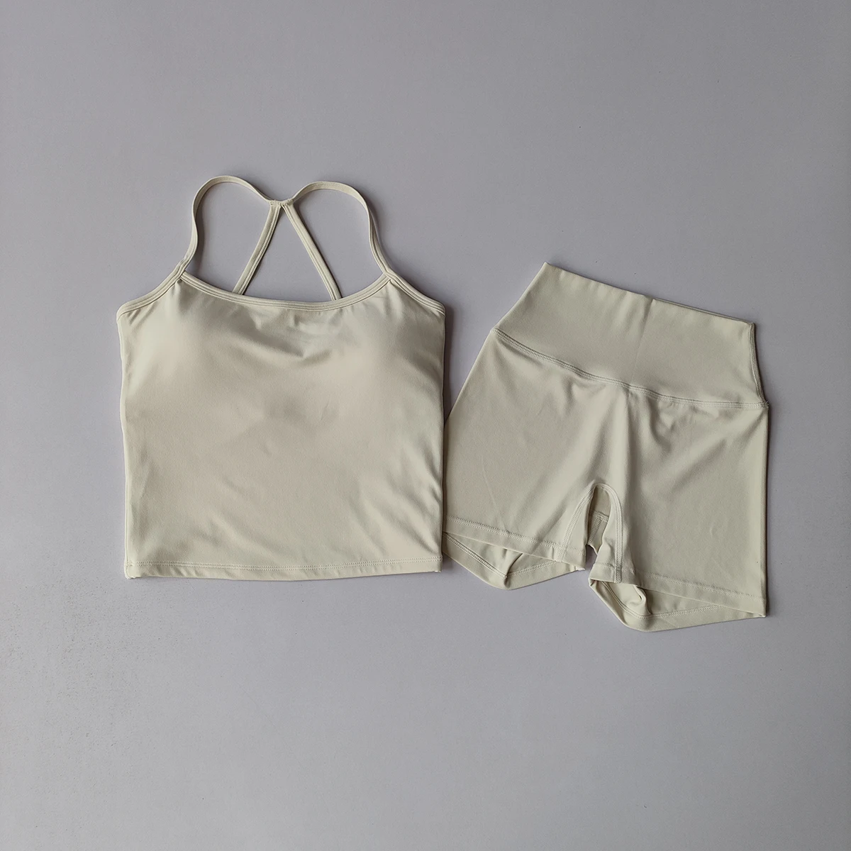 Langes Trägerloses Top-Set Yoga Gym Set Nahtloser Rückenfreier Sport-BH Tops Tanktop Hüftlift-Leggings Gym-Shorts-Sets Sportset – Detail 17