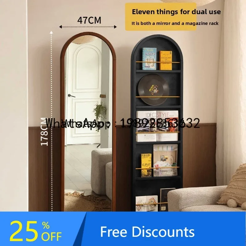 Z1  Push-Pull Invisible Magazine Rack Mirror Universal Wheel Rotating Storage Rack Rotating Full-Length Mirror