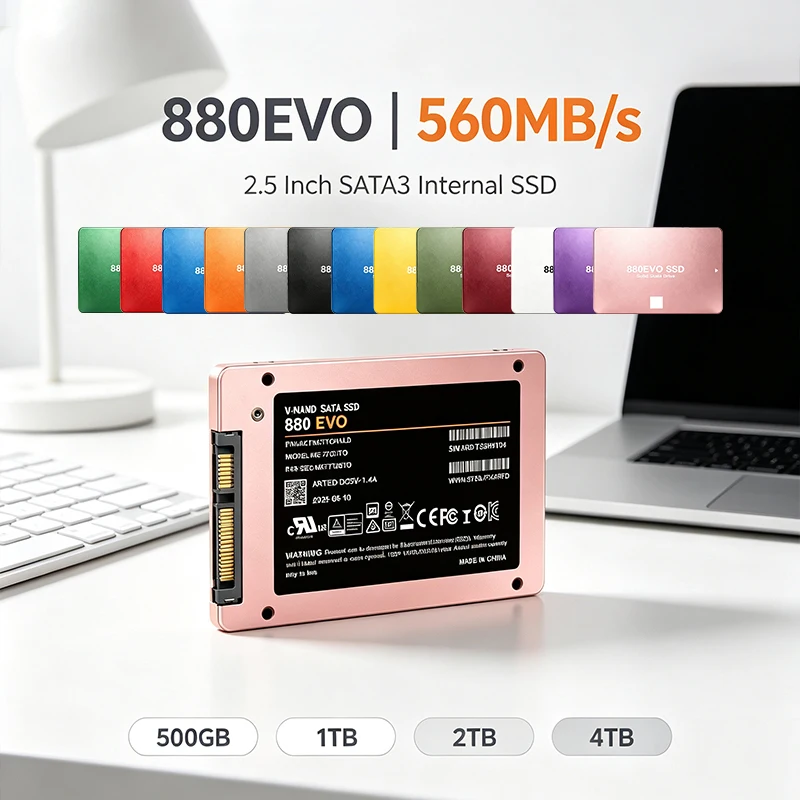 Original NEW 880EVO Red/GRAY/PINK 2.5 Inch SATA3 Internal Solid State Drive High Speed SSD Storage Disk for Laptop Desktop PC
