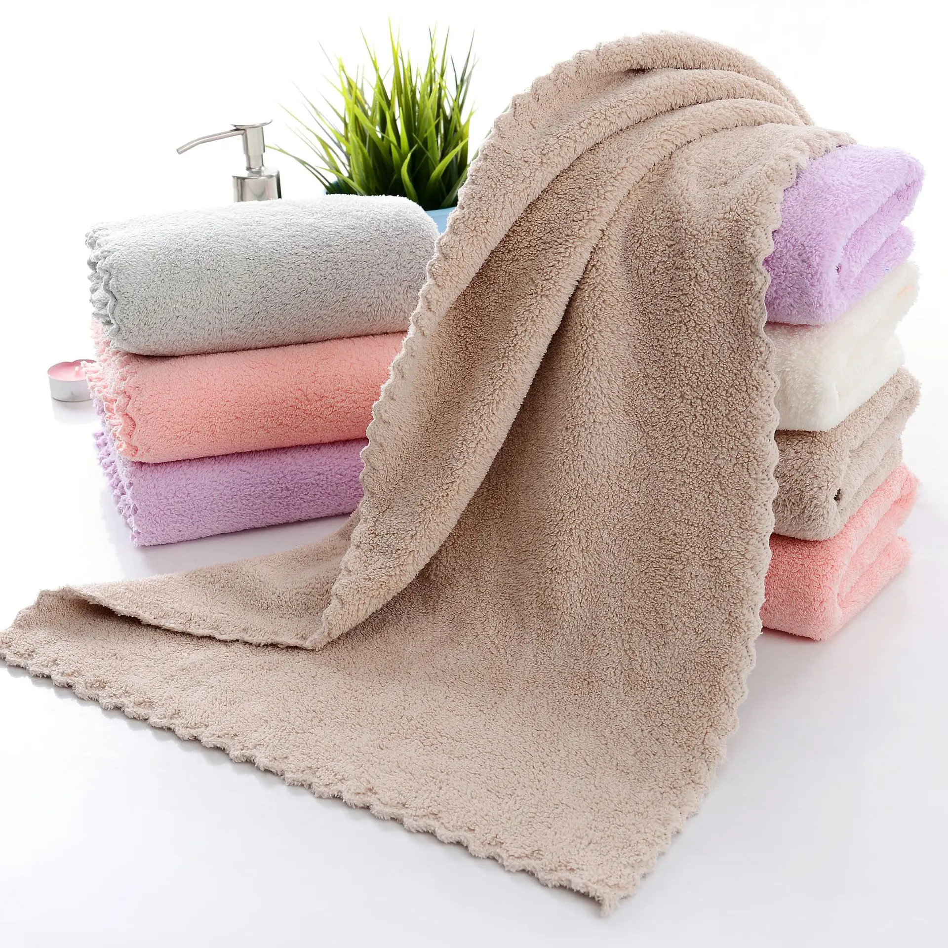 1/5pcs Soft Absorbent Towel, (13.7*29.5in/35*75cm) Coral Fleece Towel, Quick-Drying,Baby and adult towels