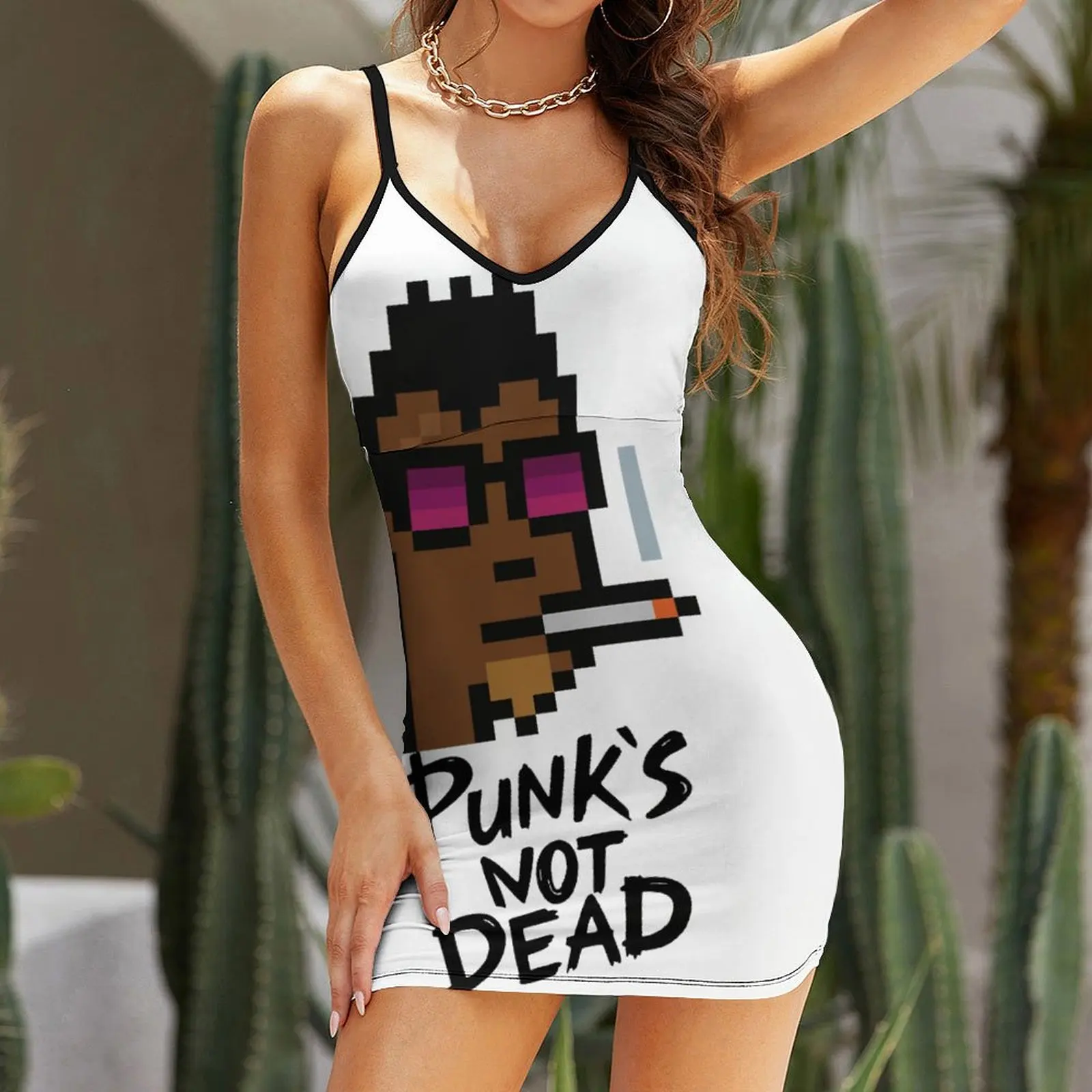 Smokey CryptoPunks NFT S for Sale Women's Sling Dress Graphic Vintage Exotic  Woman's Gown Funny Novelty  Vacations Suspender Dr