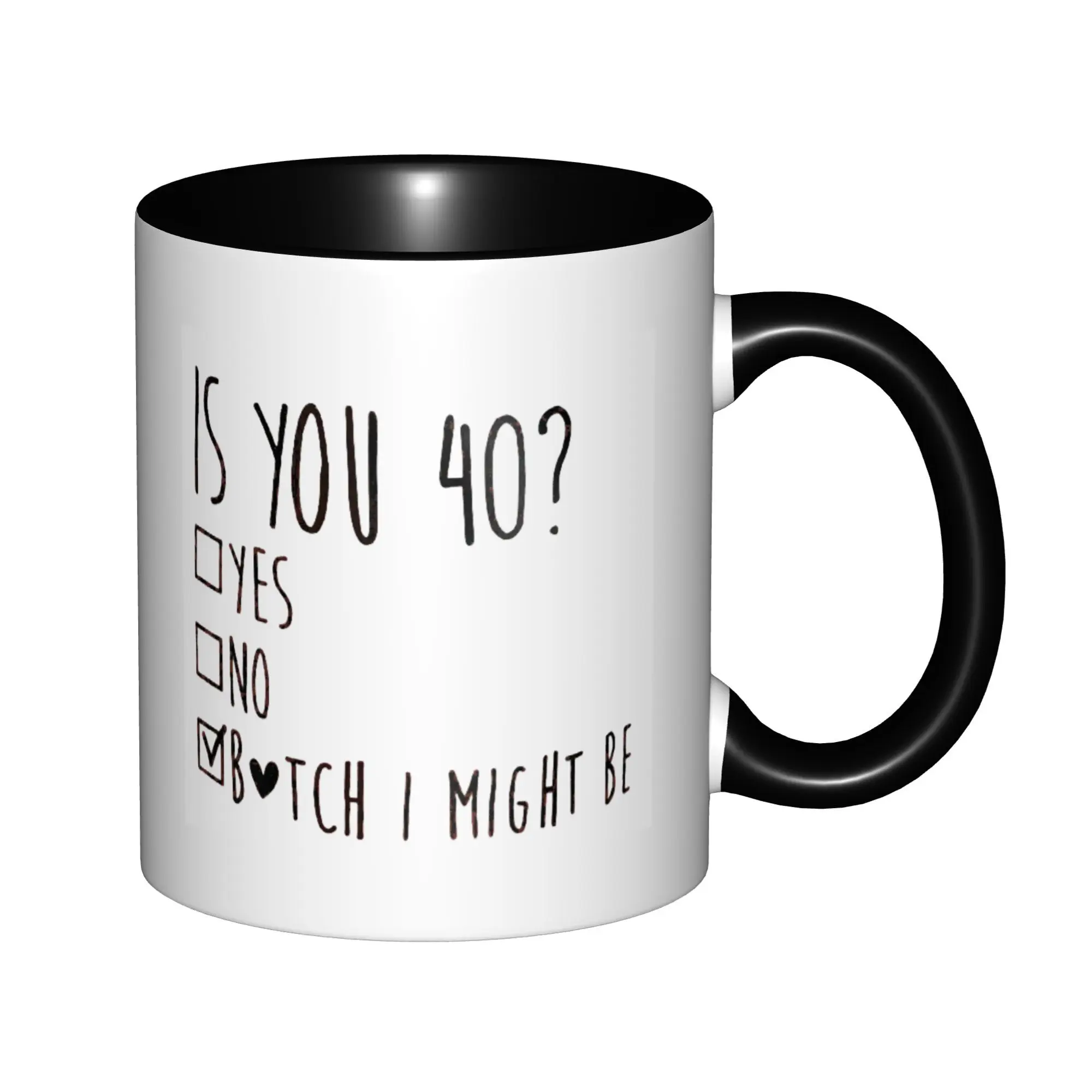 

Funny 40th Birthday Gifts for Women - Turning 40 Year Old Mugs With Black Handle Birthday Coffee Mugs Ceramic Tea Cups 11oz ,