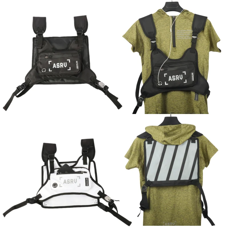 Portable Running Chest Bag with Night Reflective Tape Outdoor Sports Backpack for Men and Women Tactical Training Chest Pack