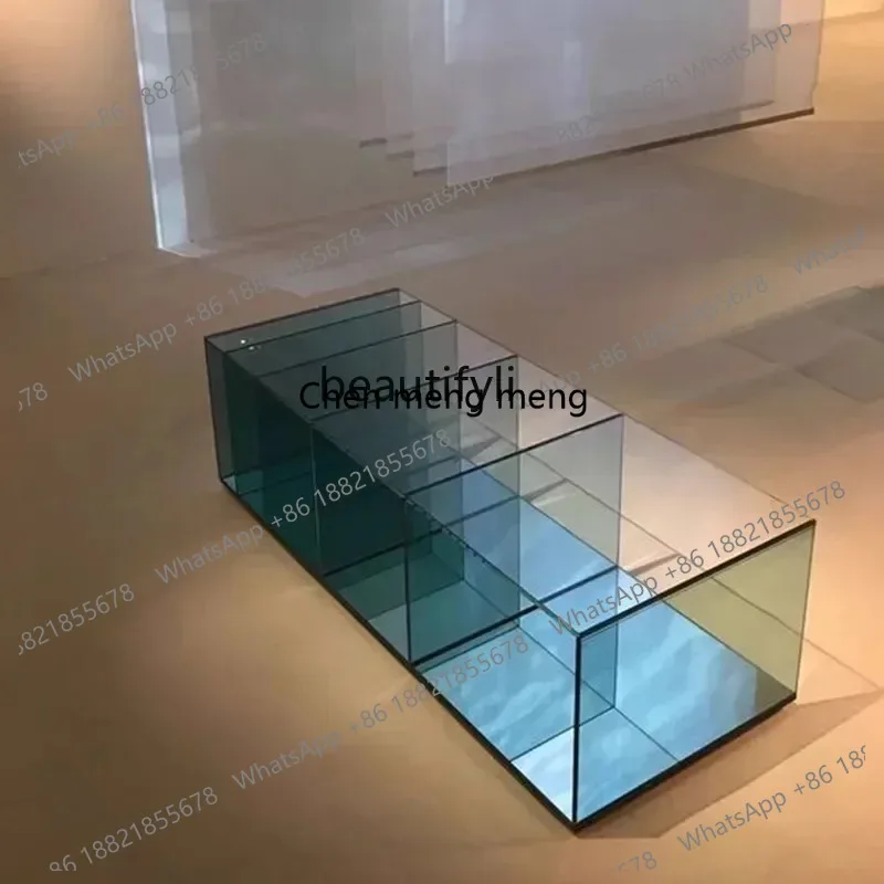

LHY26 ss new Designer modern coffee table minimalist high-end living room rectangular transparent glass low tableSS 8617