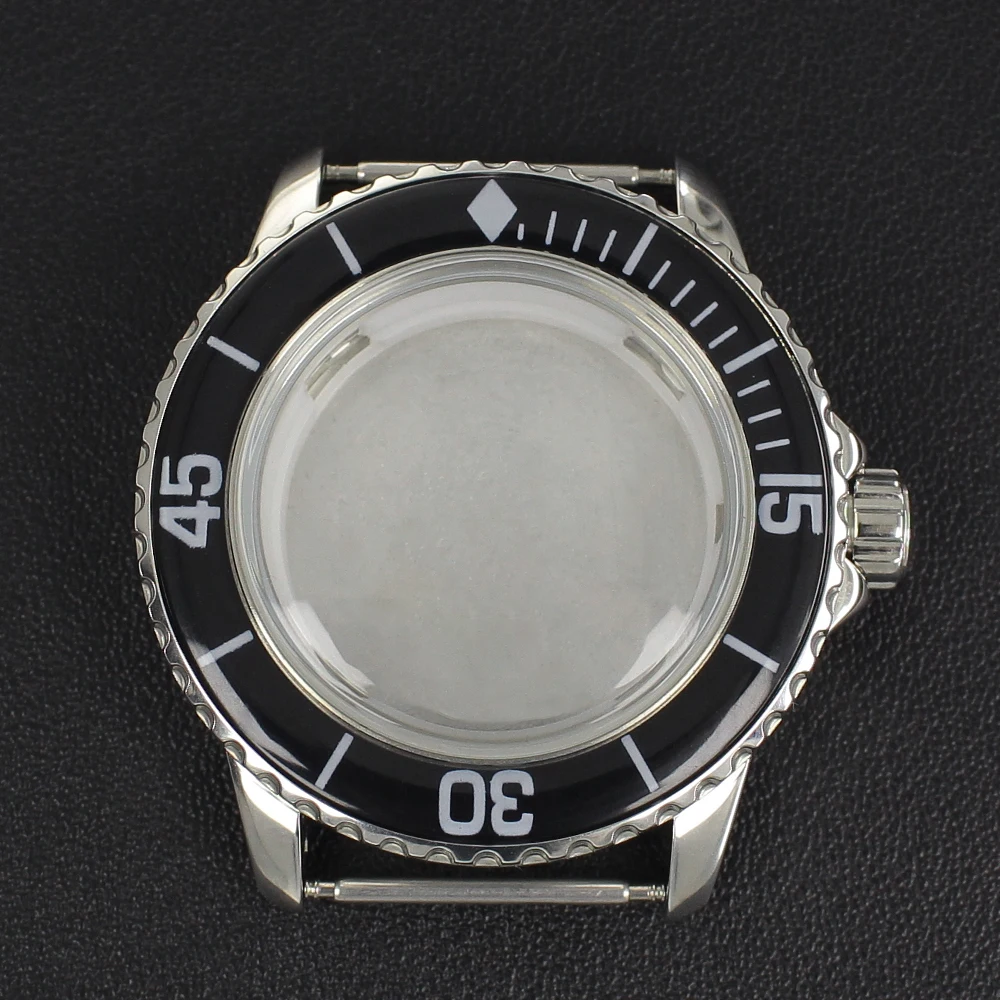 

NH35 Cases 45MM Stainless Steel Silver Watch Case 100m Waterproof For 50 FATHOMS NH34 NH35 NH36 Movement Watch MOD Accessories