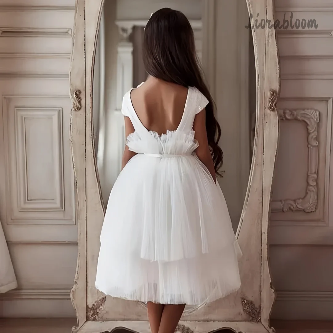 Abito da damigella d'onore personalizzato da donna, senza schienale, con fiori, corto, per feste e matrimoni