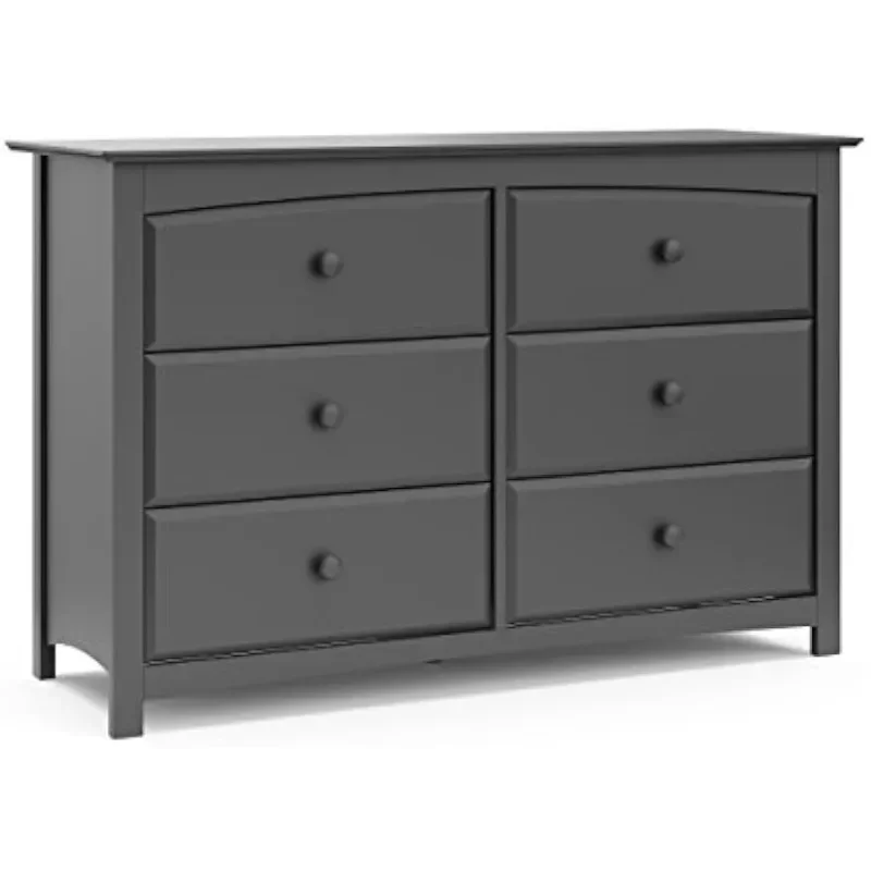 

Storkcraft Kenton 6 Drawer Double Dresser (Gray) – Dresser for Kids Bedroom, Nursery Dresser Organizer, Chest of Drawers