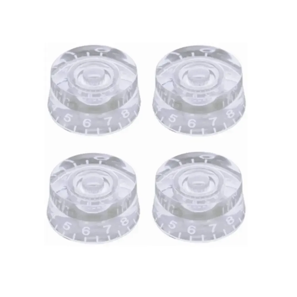 

4 шт., ручки регулировки громкости гитары, ручки цилиндра, ручки регулировки громкости и тона, педаль управления для электрогитары, бас-гитары, прозрачные